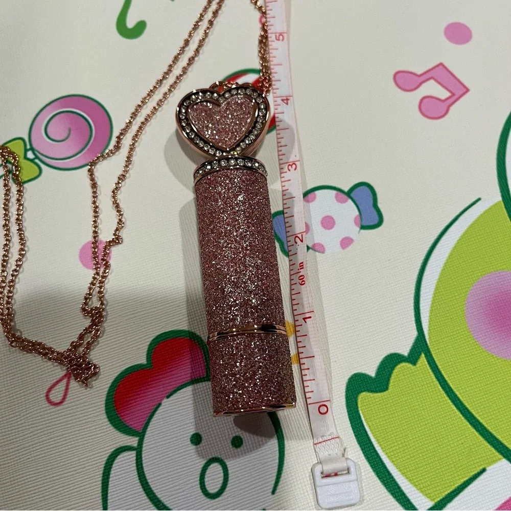 Red Lipstick in a Glittery Pink Tube with a Mirror Heart on Top - NIB - Picture 16 of 16